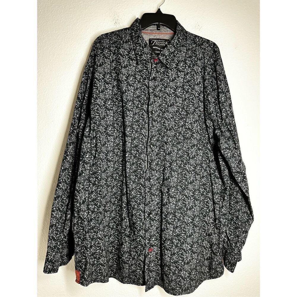 Tranquility & Mayhem Men’s Cotton Roll Tab Long Sleeve Floral Print Shirt Sz 3XL